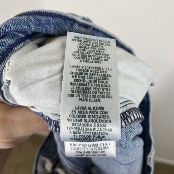 Frame Jeans Womens Size 31 Le Garcon Beldon Rip Destroyed Cropped Blue Denim - Picture 12 of 12